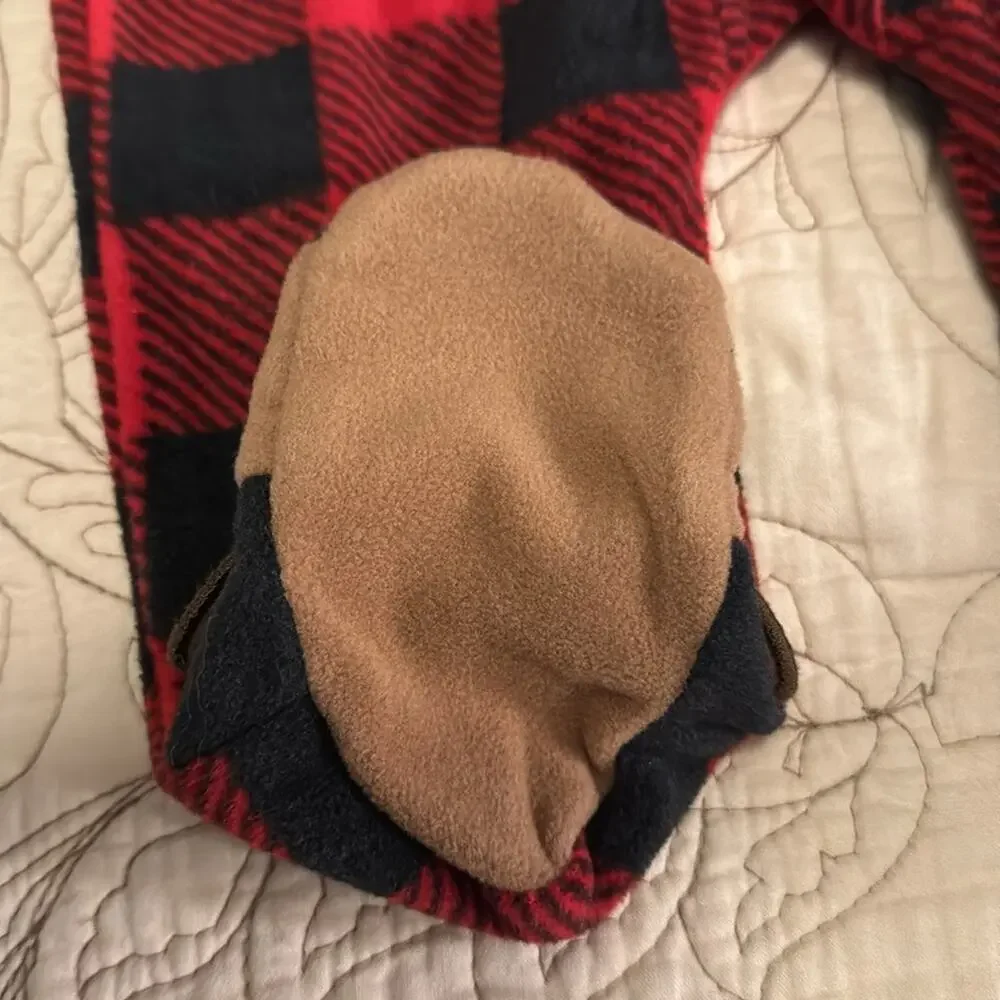 NWT Carter’s red black checked‎ moose footie